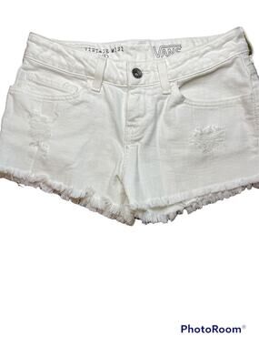 Vans Distressed Cut Off Distressed Shorts 'Vintage Mini' White Size 1 Juniors